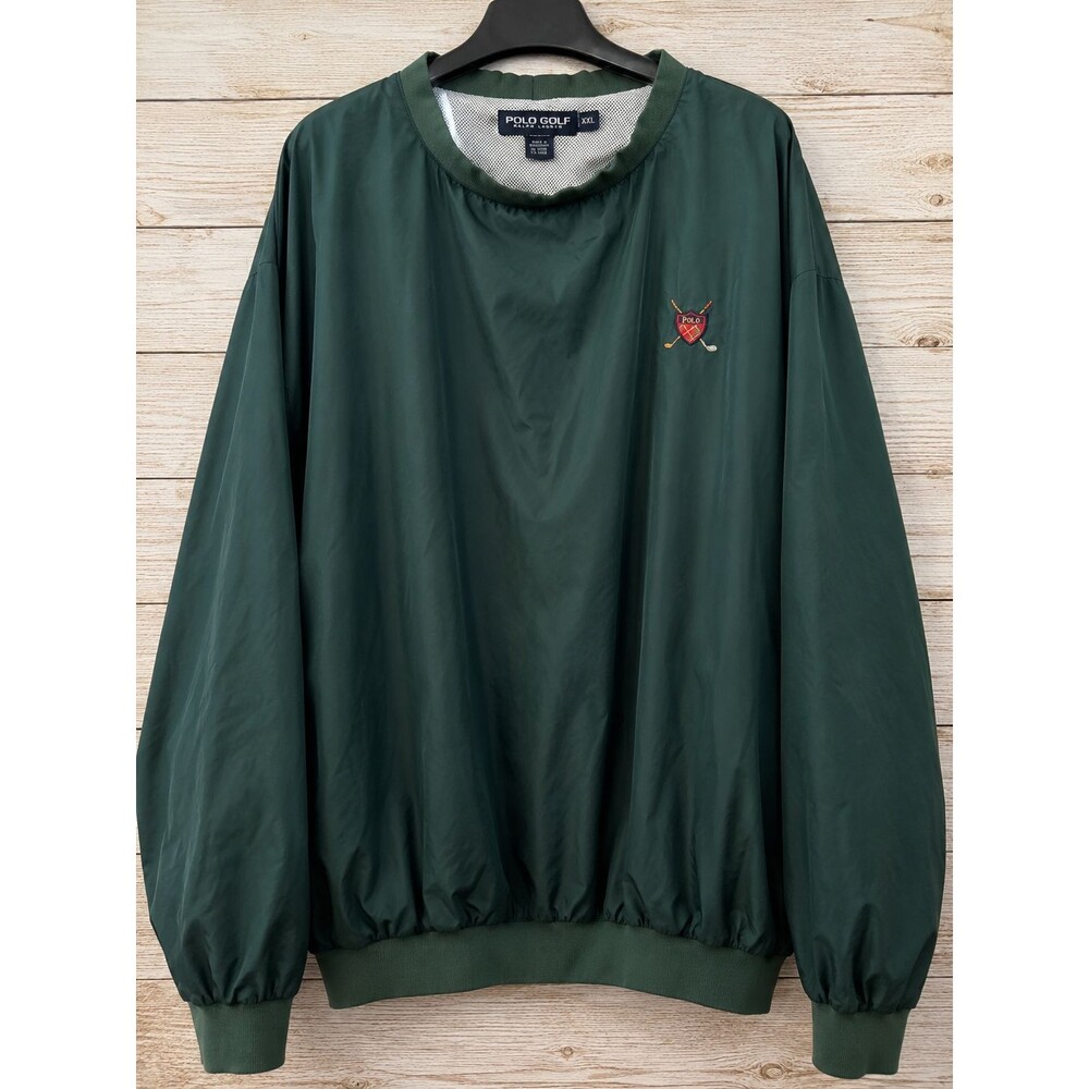 Vintage Polo Golf Ralph Lauren Windbreaker XXL Green Crest Pullover Jacket